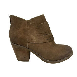Seychelles Devoted Suede Leather Ankle Boot Women 6.5 Distressed Beige Tan Taupe